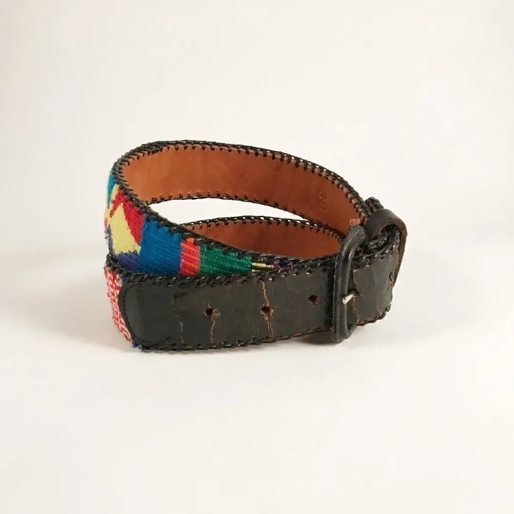Vintage 90's Black belt with Colorful Pattern